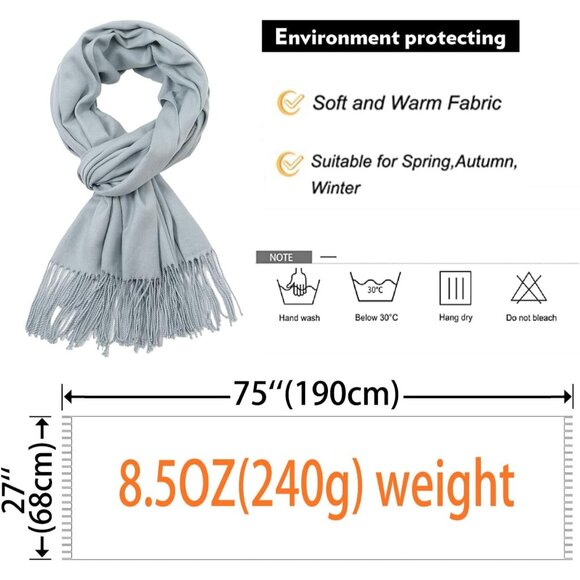 ⚡Women Dull Blue Pashmina Shawls Evening Dress Bridesmaid Winter Warm Long Scarf - Picture 6 of 7